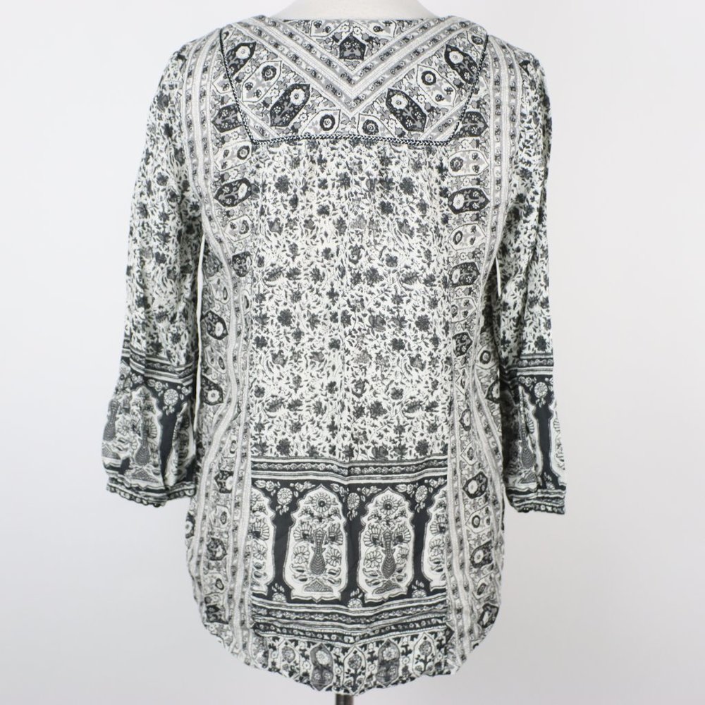 Lucky Brand Womens Small Tassel Boho Peasant Top - Picture 3 of 5